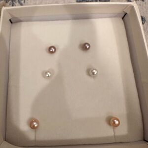 Elegant real freshwater Pearl Stud Earrings Set with S925 post